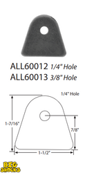 BSALL60012 Chassis Tab, Flat, 1/4" Mounting Hole, 1/8" Thick, 4pk