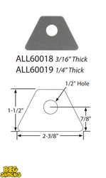 Chassis Tab, Seat Tab, Flat, 1/2" Mounting Hole, 3/16" Thick, 4pk
