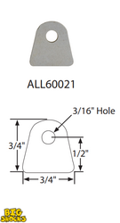 BSALL60021 Chassis Tab, Window Frame Tab, Flat, 3/16" Mounting Hole, 1/16" Thick, 10pk