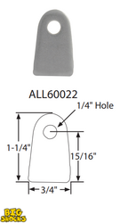 Chassis Tab, Bumper Tab, Flat, 1/4" Mounting Hole, 1/8" Thick, 4pk