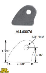 BSALL60076 Chassis Tab, Flat, 3/8" Mounting Hole, 1/8" Thick, 4pk