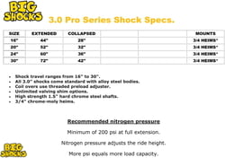 3.0" STEEL PRO NITRO Series - 26" & 30"Travel (8) Package