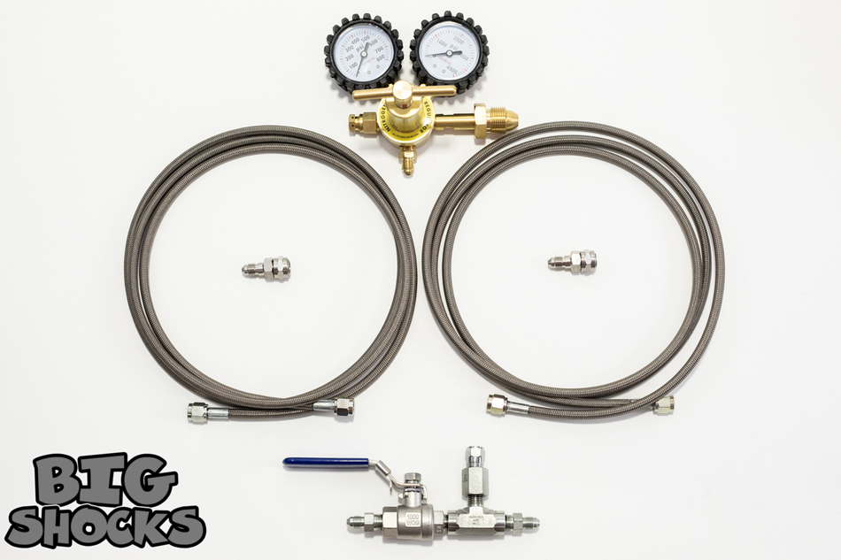 thumbnail interactive-video image 1 of Schmidty Racing Shock Nitrogen Regulator Fill Kit - 8ft Hose, No Loss Chuck (Uniweld RHP400) 1 of 4